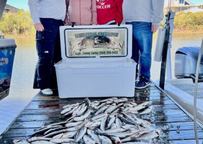 A beautiful catch on a fishing charter in New Orleans with Captain Jimmy Corley. Captain Jimmy knows all of the best bass fishing lakes, too!